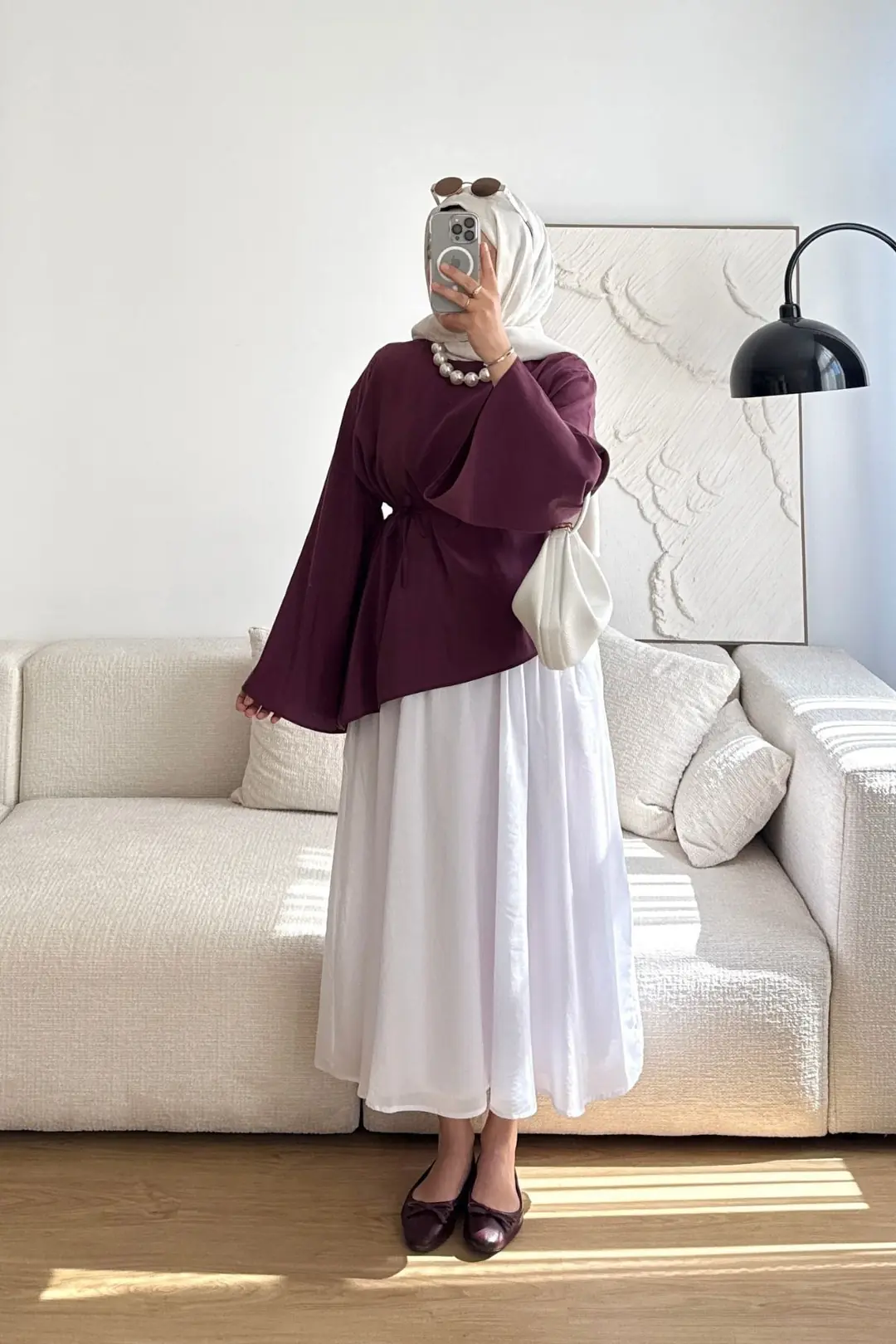 ETEĞİ ÇAPRAZ KESİM GÖMLEK - Mürdüm