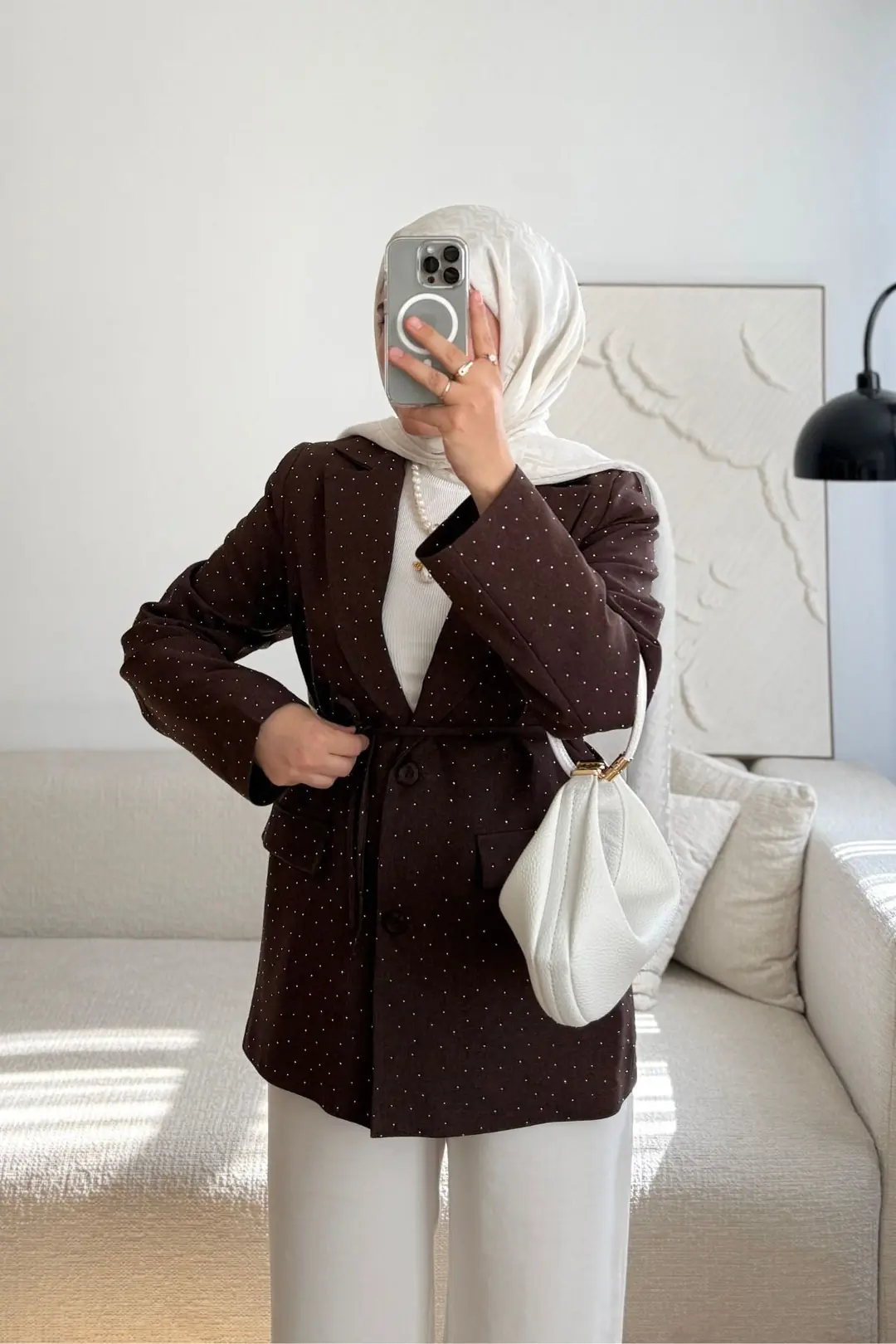 TAŞLI BLAZER CEKET - ACI KAHVE
