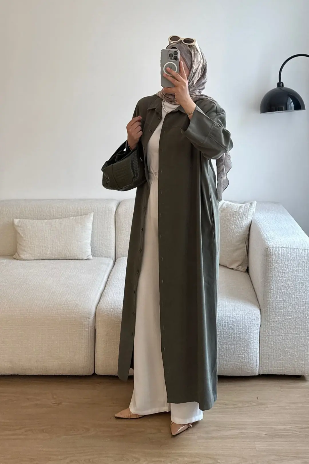 BOYDAN DÜĞME DETAYLI ELBİSE - HAKİ