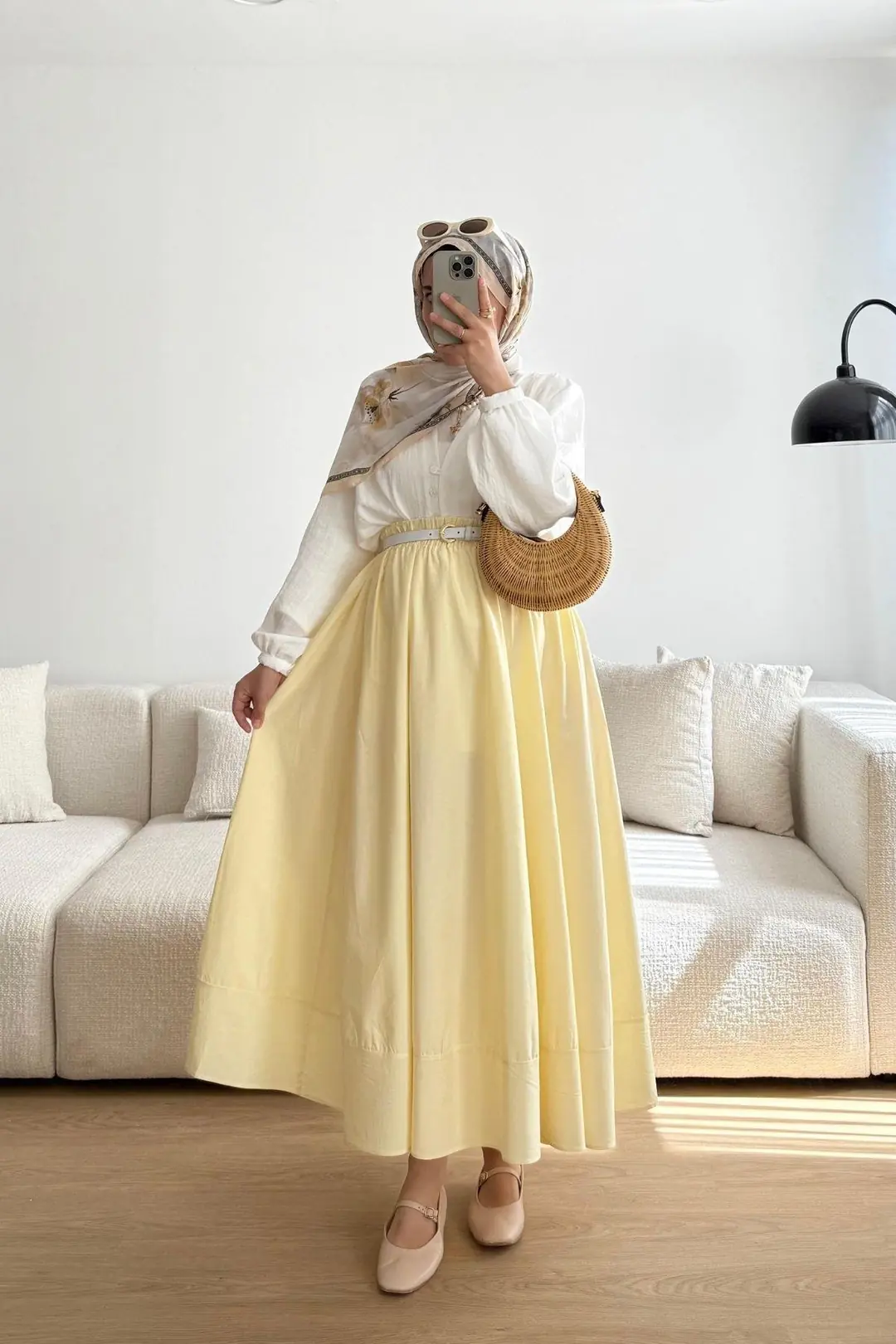 POPLİN ETEK - SOFT SARI