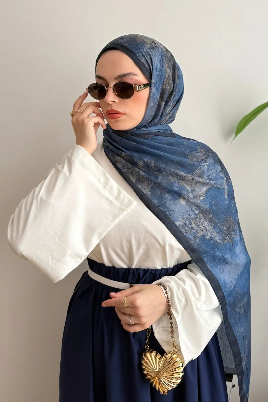 LACİVERT BULUT DESENLİ ŞAL 116 - LACİVERT