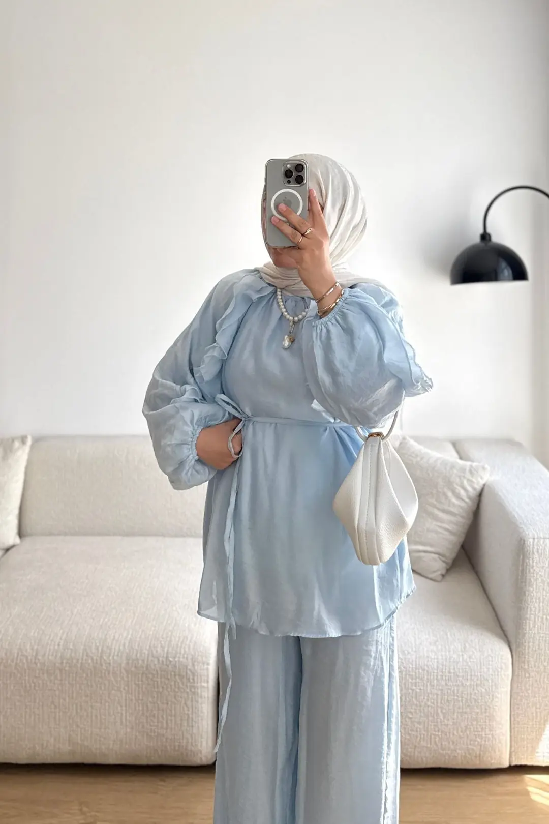 BİRD VOLAN DETAYLI PANTOLONLU TAKIM - MAVİ