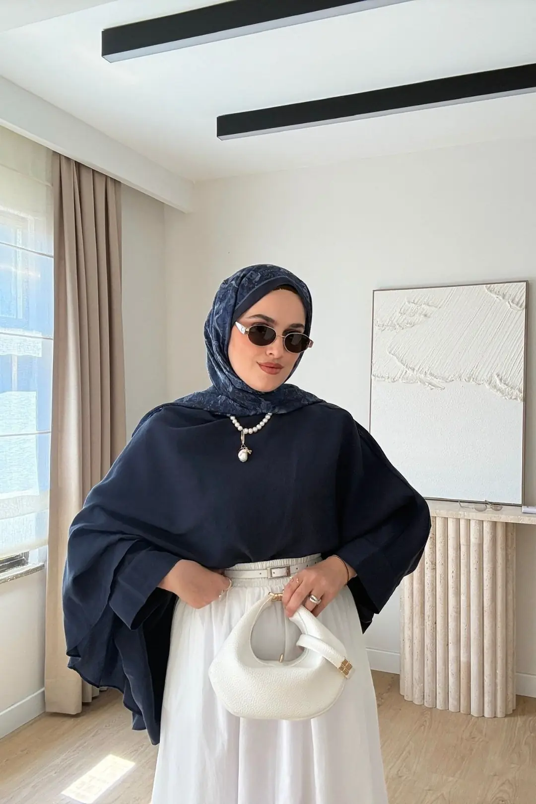 BETTY TENSEL ŞALLI BLUZ - LACİVERT