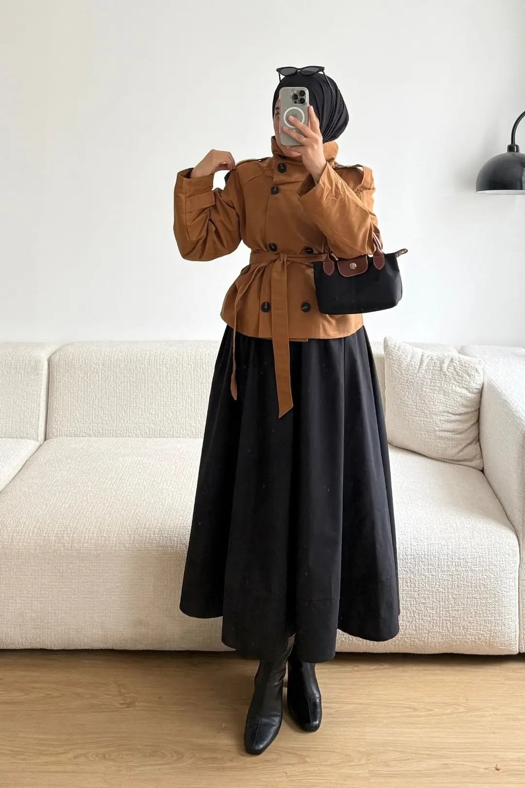 DİK YAKA KISA TRENÇKOT - TABA