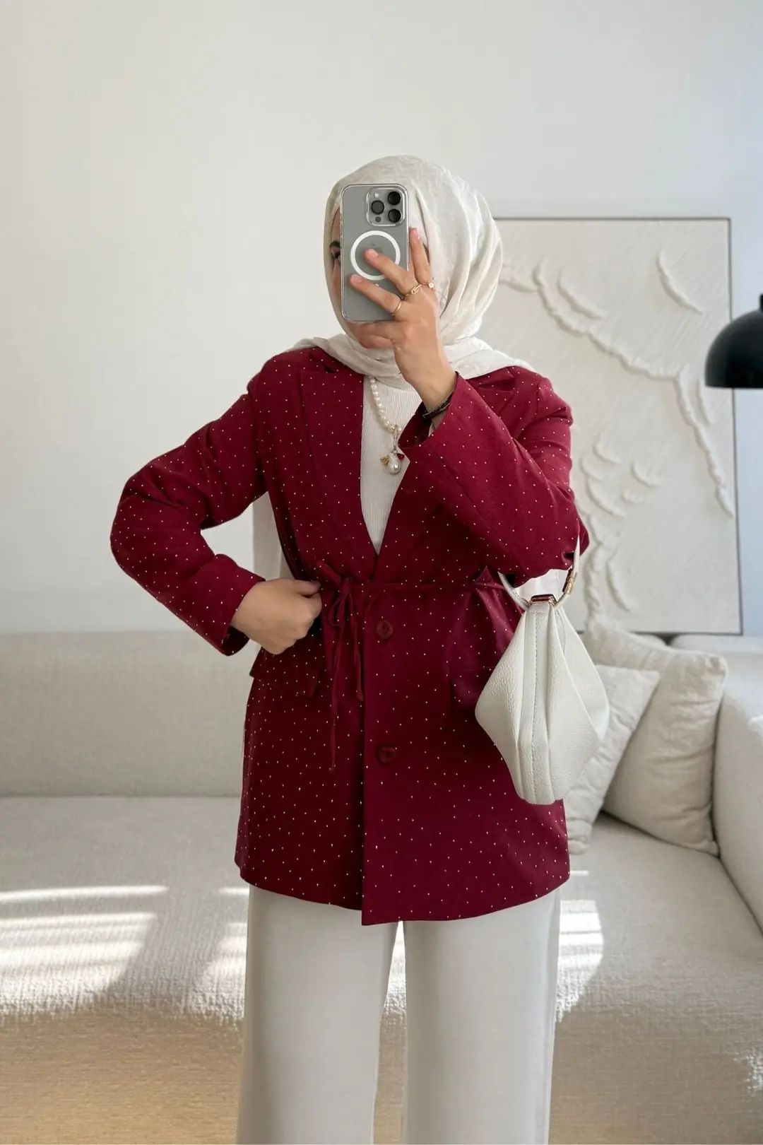 TAŞLI BLAZER CEKET - BORDO