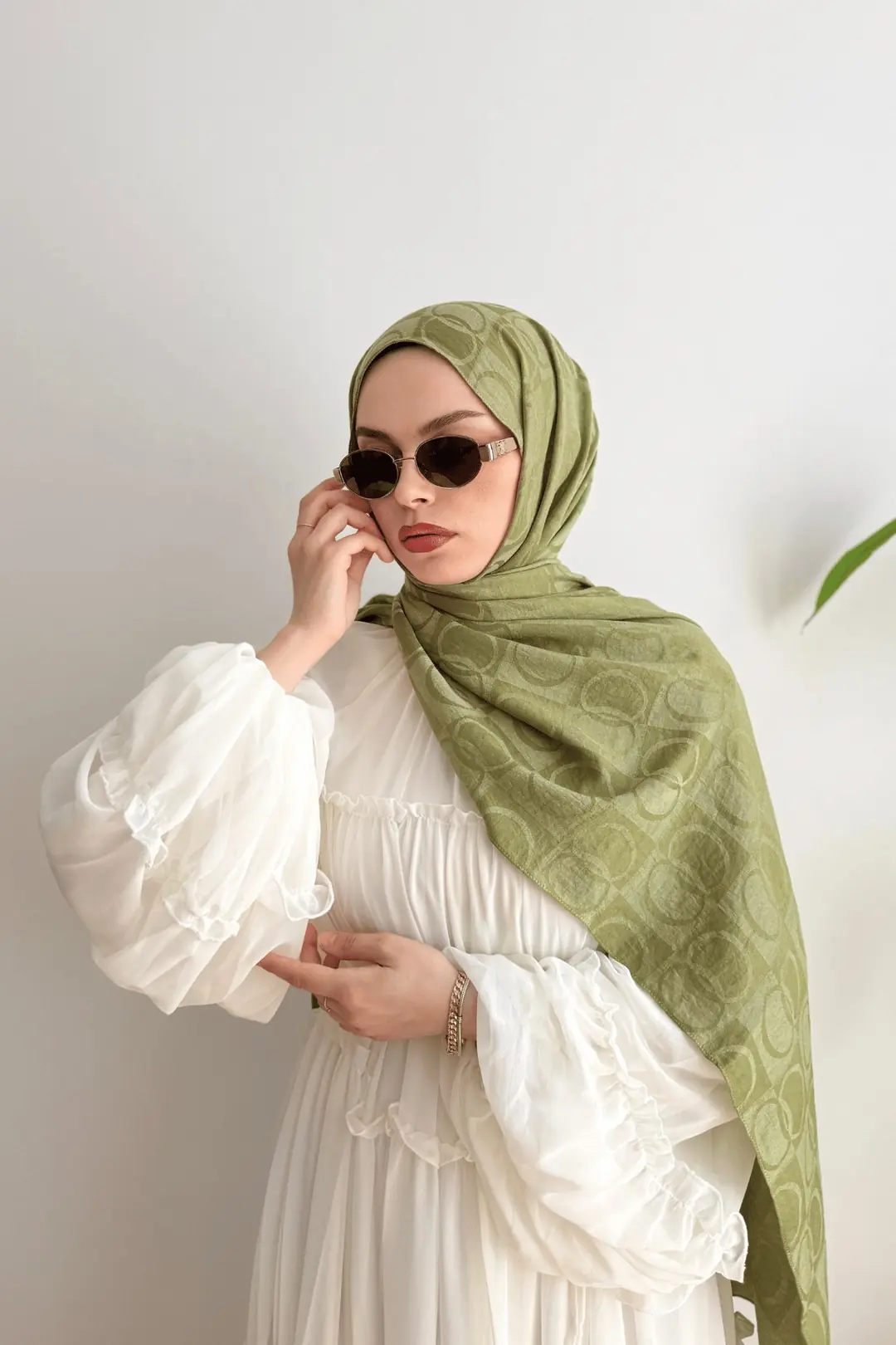 HALKA DESEN PREMİUM ŞAL - SOFT YEŞİL