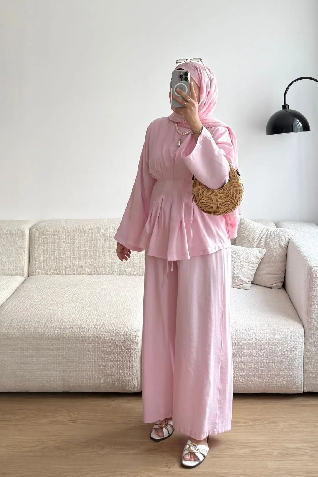 MİRA PENSLİ PANTOLONLU TAKIM - PEMBE