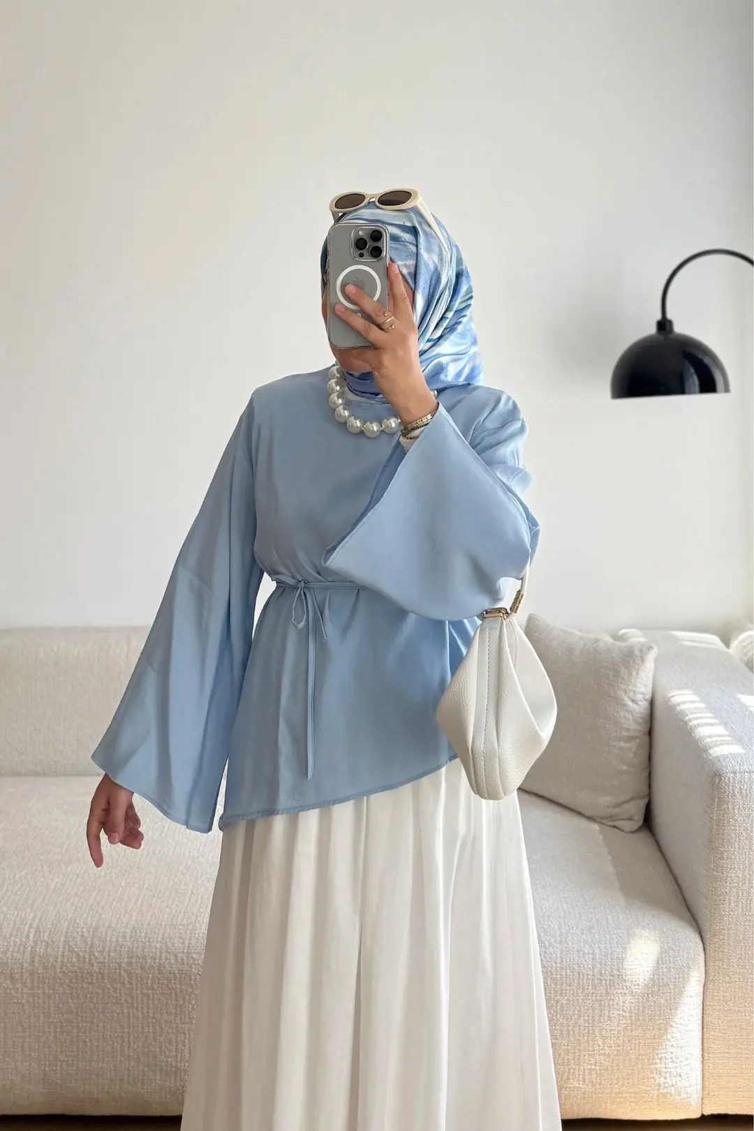 ETEĞİ ÇAPRAZ KESİM GÖMLEK - BEBE MAVİ