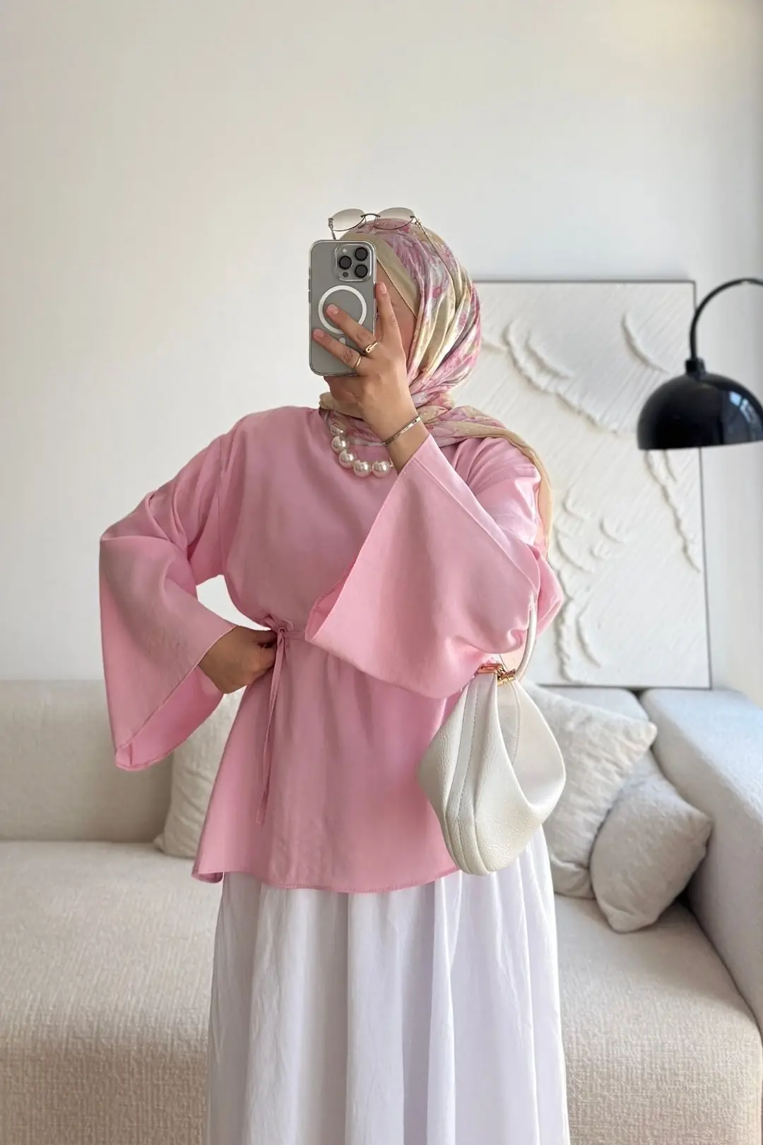 ETEĞİ ÇAPRAZ KESİM GÖMLEK - PEMBE