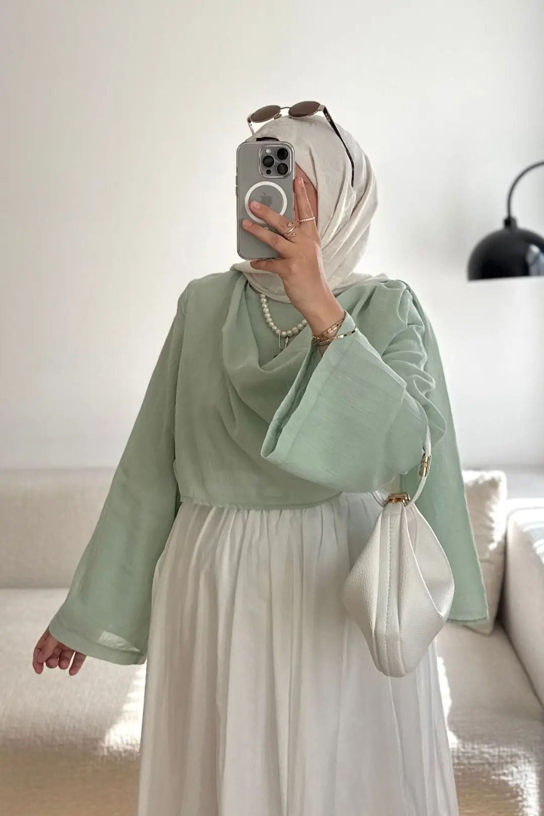 SALLY KETEN BLUZ - MİNT YEŞİL