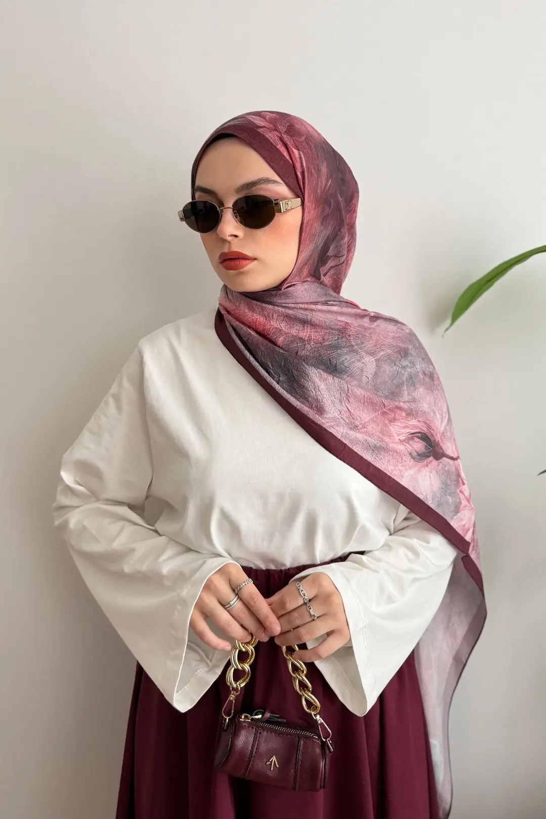 BORDO DESENLİ ŞAL 113 - BORDO