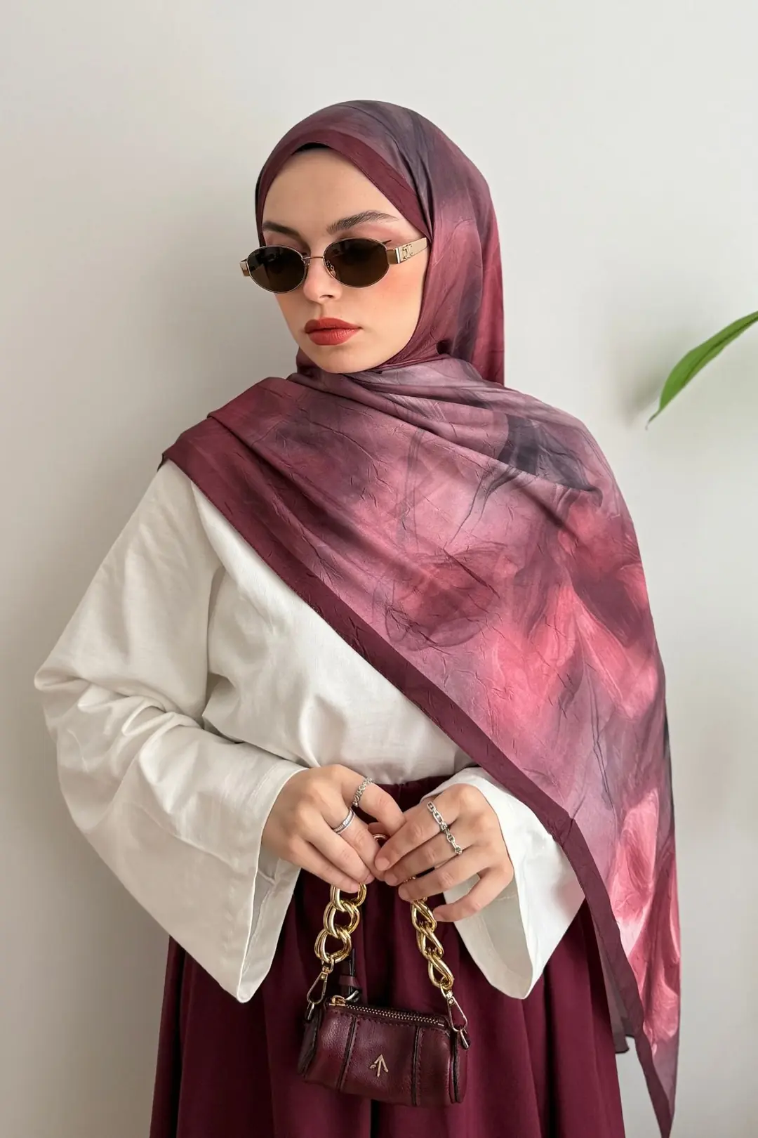BORDO HUGE DESEN ŞAL 125 - BORDO