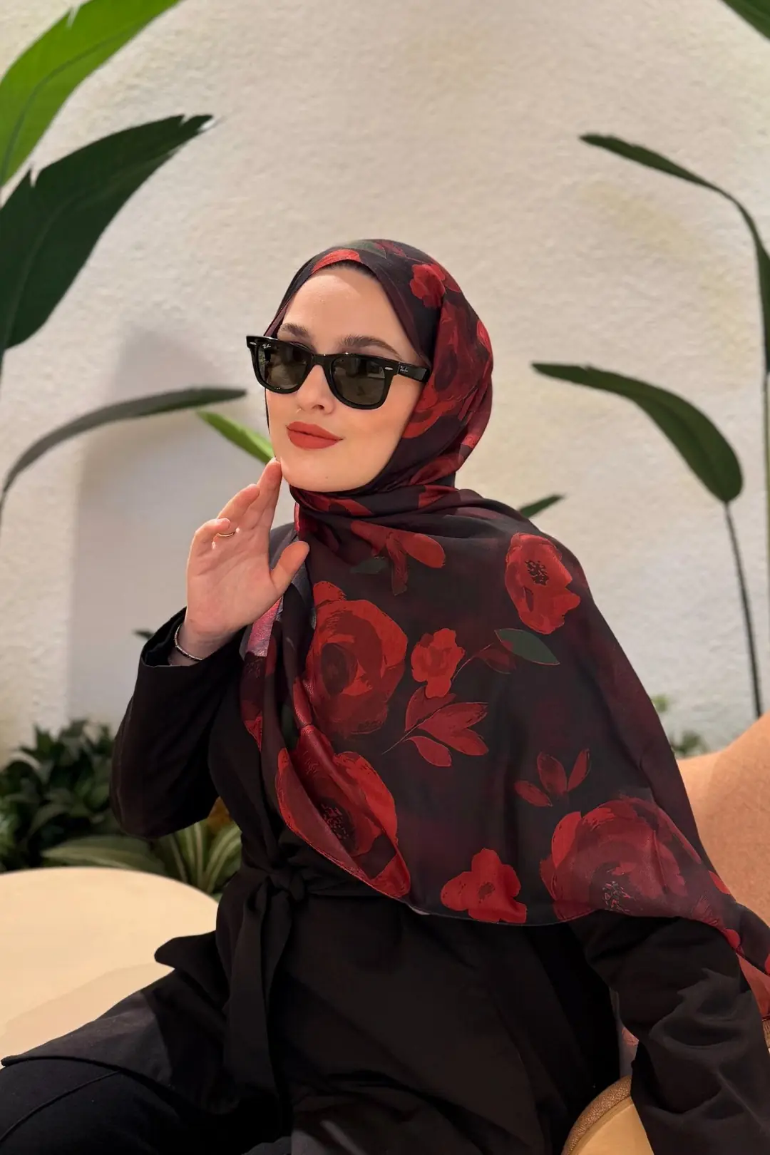 ROSALİNDA ÇİÇEKLİ ŞAL - BORDO
