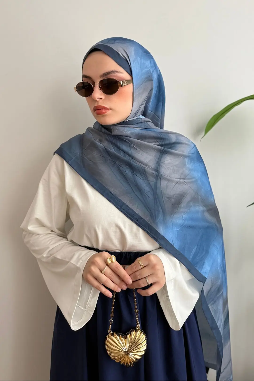 LACİVERT DALGA DESENLİ ŞAL 119 - LACİVERT