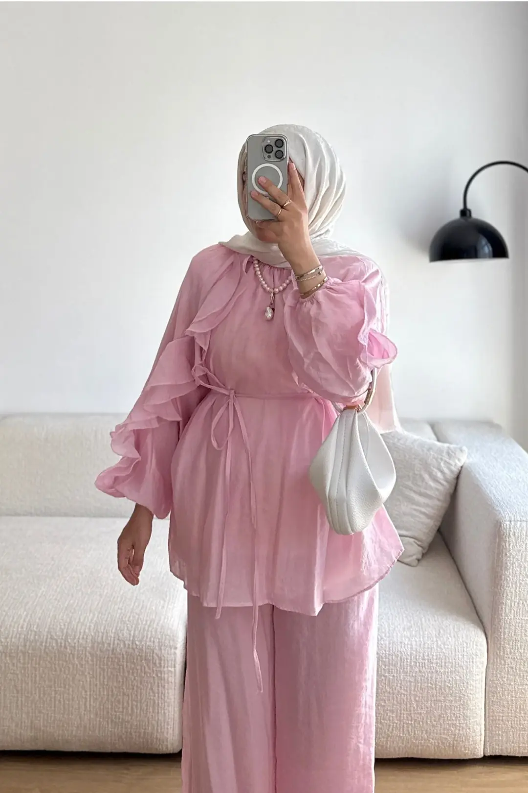 BİRD VOLAN DETAYLI PANTOLONLU TAKIM - PEMBE