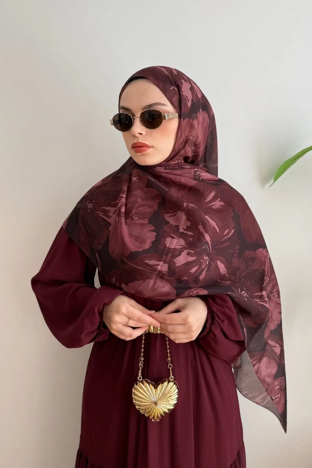 GELİNCİK ÇİÇEĞİ ŞAL - KOYU BORDO