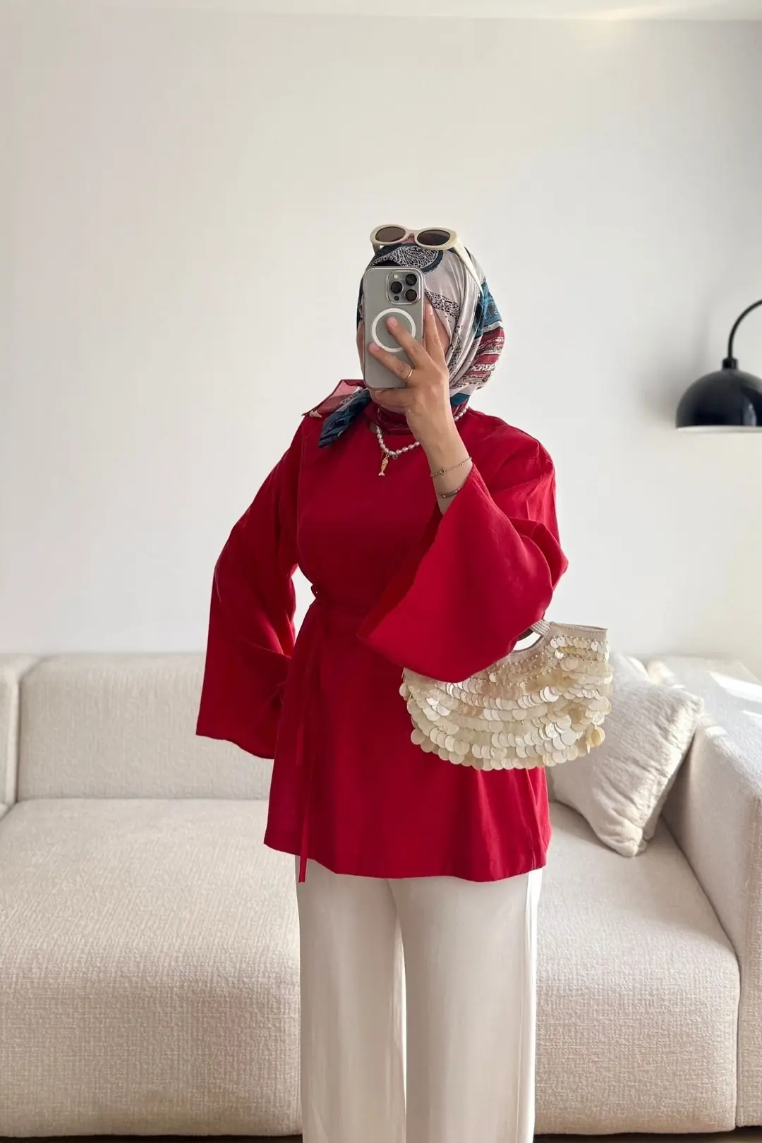 4763 YIRTMAÇLI MODAL BLUZ - KIRMIZI